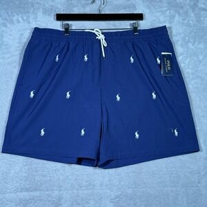 Polo Ralph Lauren Swim Trunks Mens 3XB 3XL Big Blue All Over Pony Mesh Lined